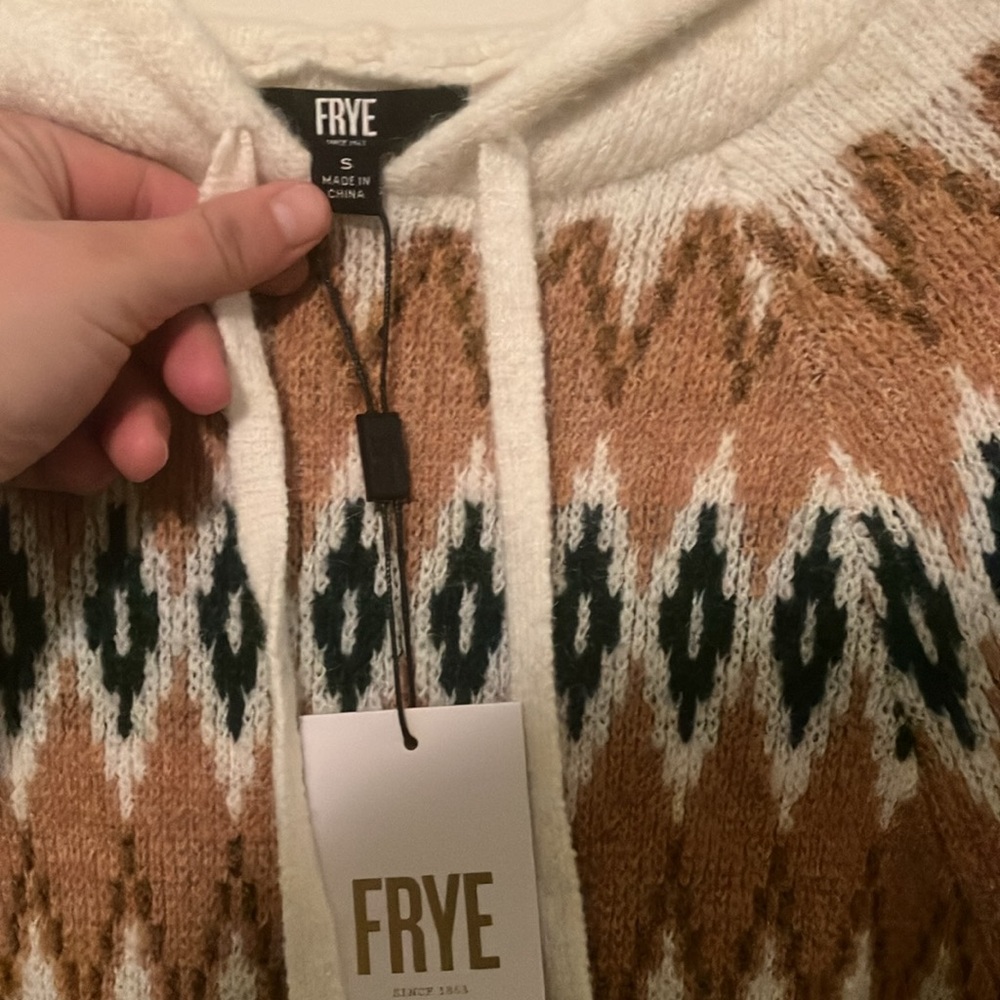 Frye fair isle hooded sweater women’s S - Picture 2 of 4